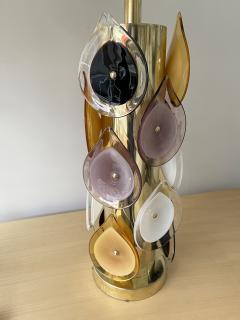 Contemporary Pair of Brass and Murano Glass Flame Lamps Italy - 4328932
