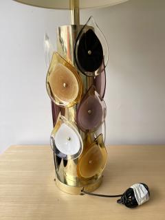 Contemporary Pair of Brass and Murano Glass Flame Lamps Italy - 4328933