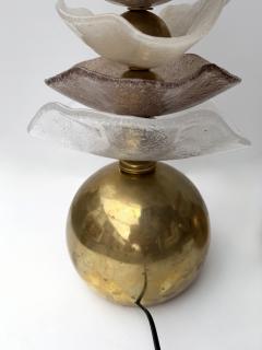 Contemporary Pair of Brass and Murano Glass Flower Lamps Italy - 4478043