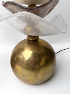 Contemporary Pair of Brass and Murano Glass Flower Lamps Italy - 4478052