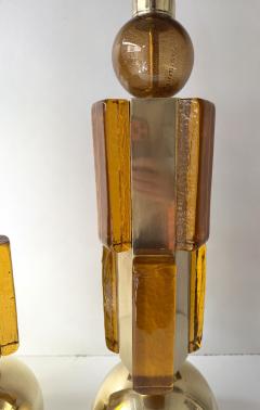 Contemporary Pair of Brass and Murano Glass Lamps Italy - 4499956