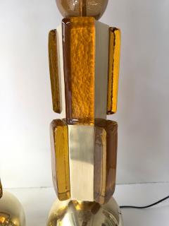 Contemporary Pair of Brass and Murano Glass Lamps Italy - 4499958