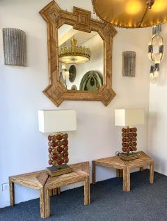 Contemporary Pair of Brass and Murano Glass Macaroons Lamps Italy - 4238692