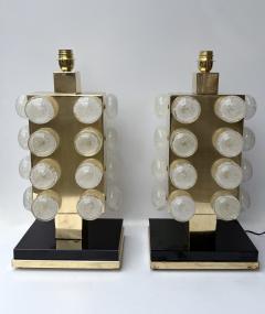 Contemporary Pair of Brass and Murano Glass Macaroons Lamps Italy - 4376454