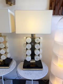 Contemporary Pair of Brass and Murano Glass Macaroons Lamps Italy - 4376461