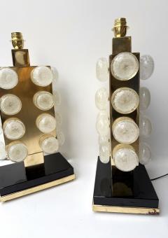 Contemporary Pair of Brass and Murano Glass Macaroons Lamps Italy - 4376470