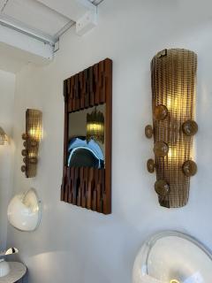 Contemporary Pair of Brass and Murano Glass Macaroons Sconces Italy - 4239514