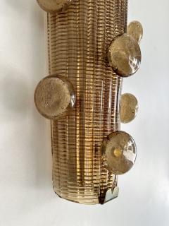 Contemporary Pair of Brass and Murano Glass Macaroons Sconces Italy - 4239515