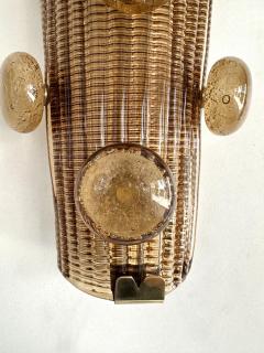 Contemporary Pair of Brass and Murano Glass Macaroons Sconces Italy - 4239517