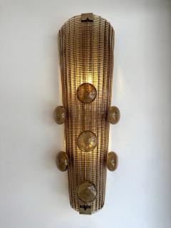 Contemporary Pair of Brass and Murano Glass Macaroons Sconces Italy - 4239518