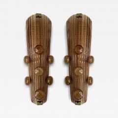 Contemporary Pair of Brass and Murano Glass Macaroons Sconces Italy - 4242196