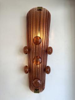 Contemporary Pair of Brass and Murano Glass Macaroons Sconces Italy - 4315161