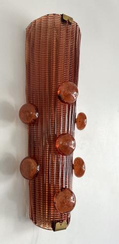 Contemporary Pair of Brass and Murano Glass Macaroons Sconces Italy - 4315164