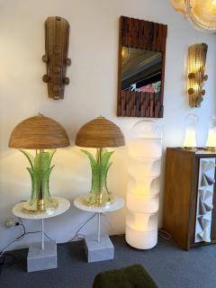 Contemporary Pair of Brass and Murano Glass Palm Tree Lamps Italy - 4402907