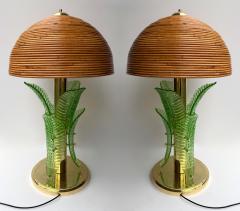 Contemporary Pair of Brass and Murano Glass Palm Tree Lamps Italy - 4402908