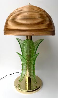 Contemporary Pair of Brass and Murano Glass Palm Tree Lamps Italy - 4402911