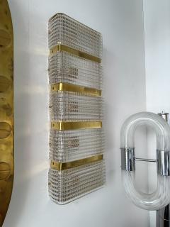 Contemporary Pair of Brass and Murano Glass Sconces Italy - 3128929