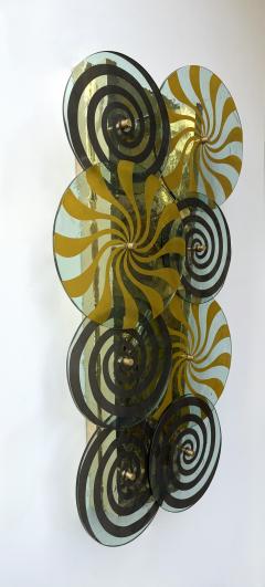 Contemporary Pair of Brass and Murano Glass Spiral Sconces Italy - 4546161