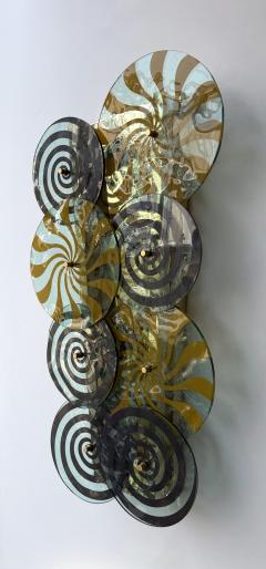 Contemporary Pair of Brass and Murano Glass Spiral Sconces Italy - 4546162