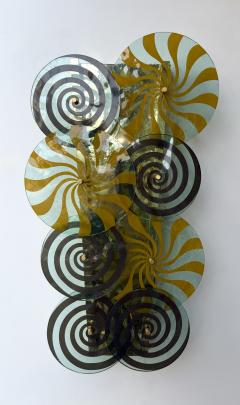 Contemporary Pair of Brass and Murano Glass Spiral Sconces Italy - 4546163