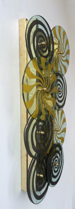 Contemporary Pair of Brass and Murano Glass Spiral Sconces Italy - 4546166