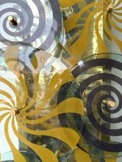 Contemporary Pair of Brass and Murano Glass Spiral Sconces Italy - 4546167
