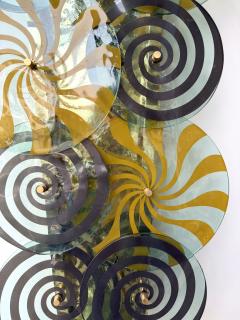 Contemporary Pair of Brass and Murano Glass Spiral Sconces Italy - 4546169