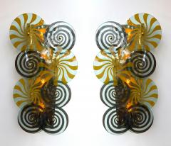 Contemporary Pair of Brass and Murano Glass Spiral Sconces Italy - 4546170