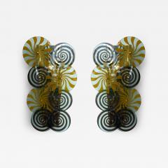 Contemporary Pair of Brass and Murano Glass Spiral Sconces Italy - 4546345