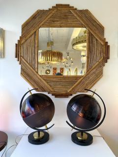 Contemporary Pair of Brass and Murano Glass World Map Style Lamps Italy - 4116506