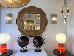 Contemporary Pair of Brass and Murano Glass World Map Style Lamps Italy - 4116507