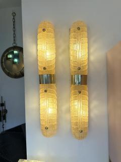 Contemporary Pair of Brass and Palm Murano Glass Sconces Italy - 3846152