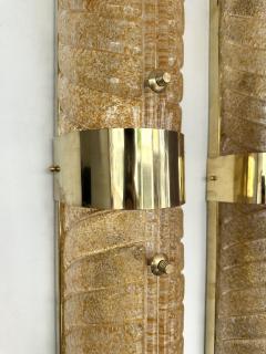 Contemporary Pair of Brass and Palm Murano Glass Sconces Italy - 3846164