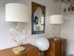 Contemporary Pair of Brass and Rock Crystal Circle Lamps Italy - 1880419