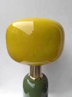 Contemporary Pair of Brass and Yellow Murano Glass Bulb Shade Lamps Italy - 4591302