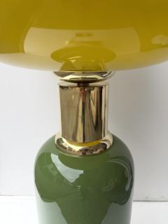Contemporary Pair of Brass and Yellow Murano Glass Bulb Shade Lamps Italy - 4591304