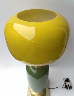 Contemporary Pair of Brass and Yellow Murano Glass Bulb Shade Lamps Italy - 4591305