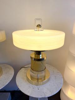 Contemporary Pair of Brass and Yellow Murano Glass Giro Lamps Italy - 4376238