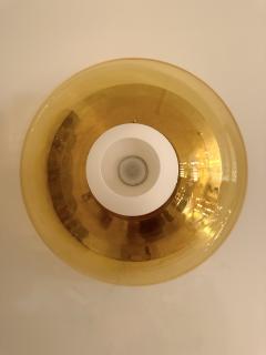 Contemporary Pair of Brass and Yellow Murano Glass UFO Sconces Italy - 3265622