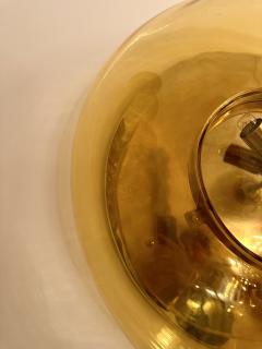Contemporary Pair of Brass and Yellow Murano Glass UFO Sconces Italy - 3265626