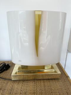 Contemporary Pair of Brass and Yellow Murano Glass Vase Flame Lamps Italy - 3562349