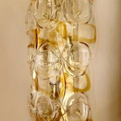 Contemporary Pair of Brass w Transparent and Amber Murano Art Glass Sconces - 4468946