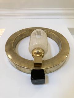 Contemporary Pair of Circle Brass and Murano Glass Sconces Italy - 3161321