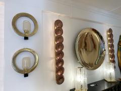 Contemporary Pair of Circle Brass and Murano Glass Sconces Italy - 3161323