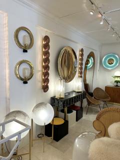 Contemporary Pair of Circle Brass and Murano Glass Sconces Italy - 3161328
