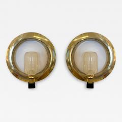 Contemporary Pair of Circle Brass and Murano Glass Sconces Italy - 3162506