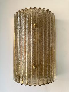 Contemporary Pair of Cola Granita Murano Glass and Brass Sconces Italy - 4328077