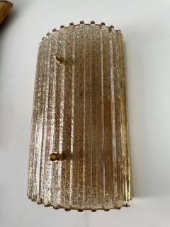 Contemporary Pair of Cola Granita Murano Glass and Brass Sconces Italy - 4328081