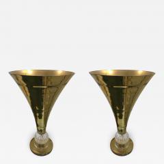 Contemporary Pair of Cone Lamps Gold Murano Glass - 538509