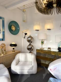 Contemporary Pair of Curve Lacquered Metal and Brass Sconces Italy - 2235367